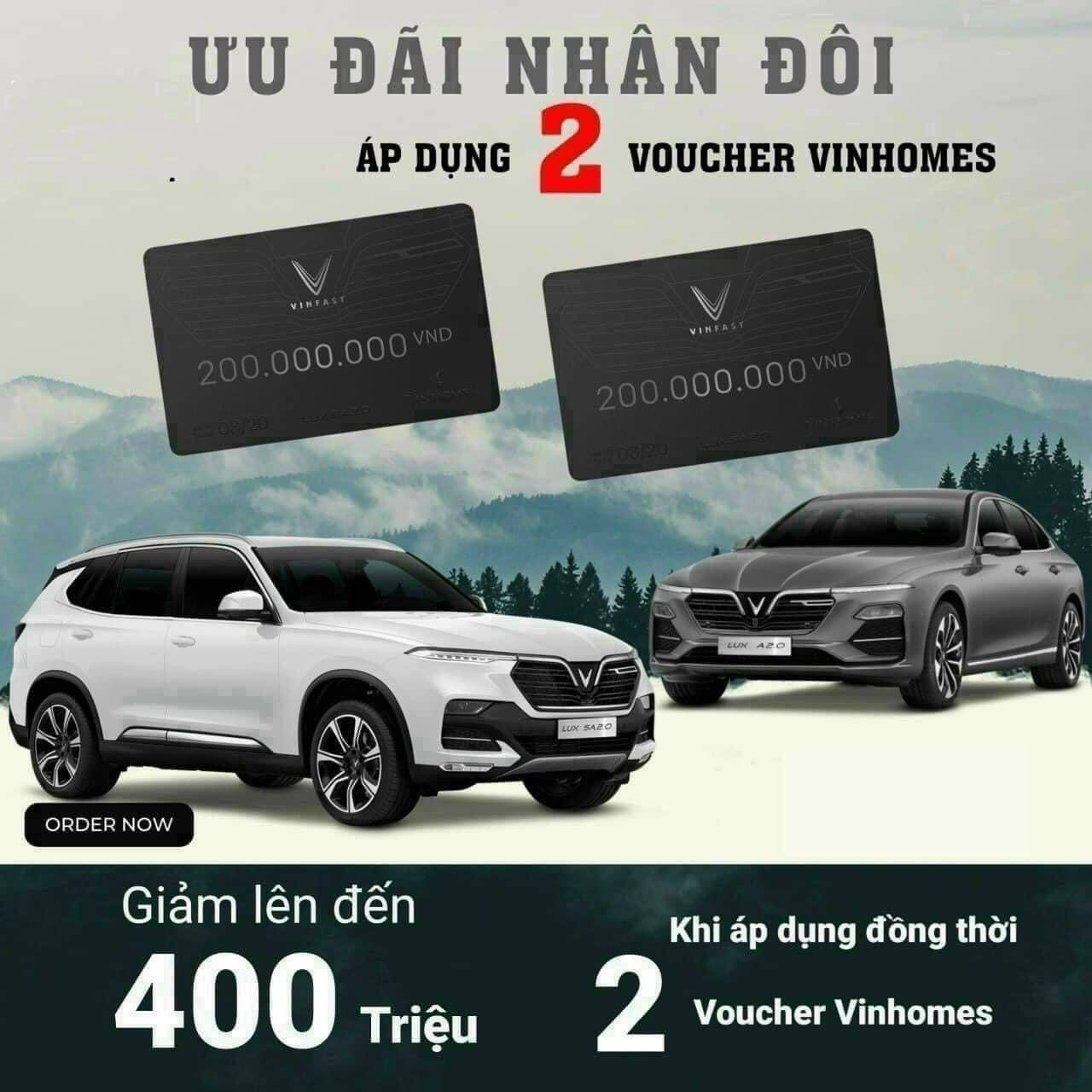 Nhân đôi lợi ích với Voucher Vinhomes mua xe VinFast Lux A2.0 và Lux SA2.0